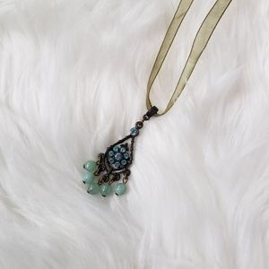 "Boho Chic" Olive Green and Sage Pendant Necklace